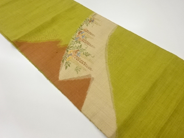 手織り紬花々模様刺繍名古屋帯